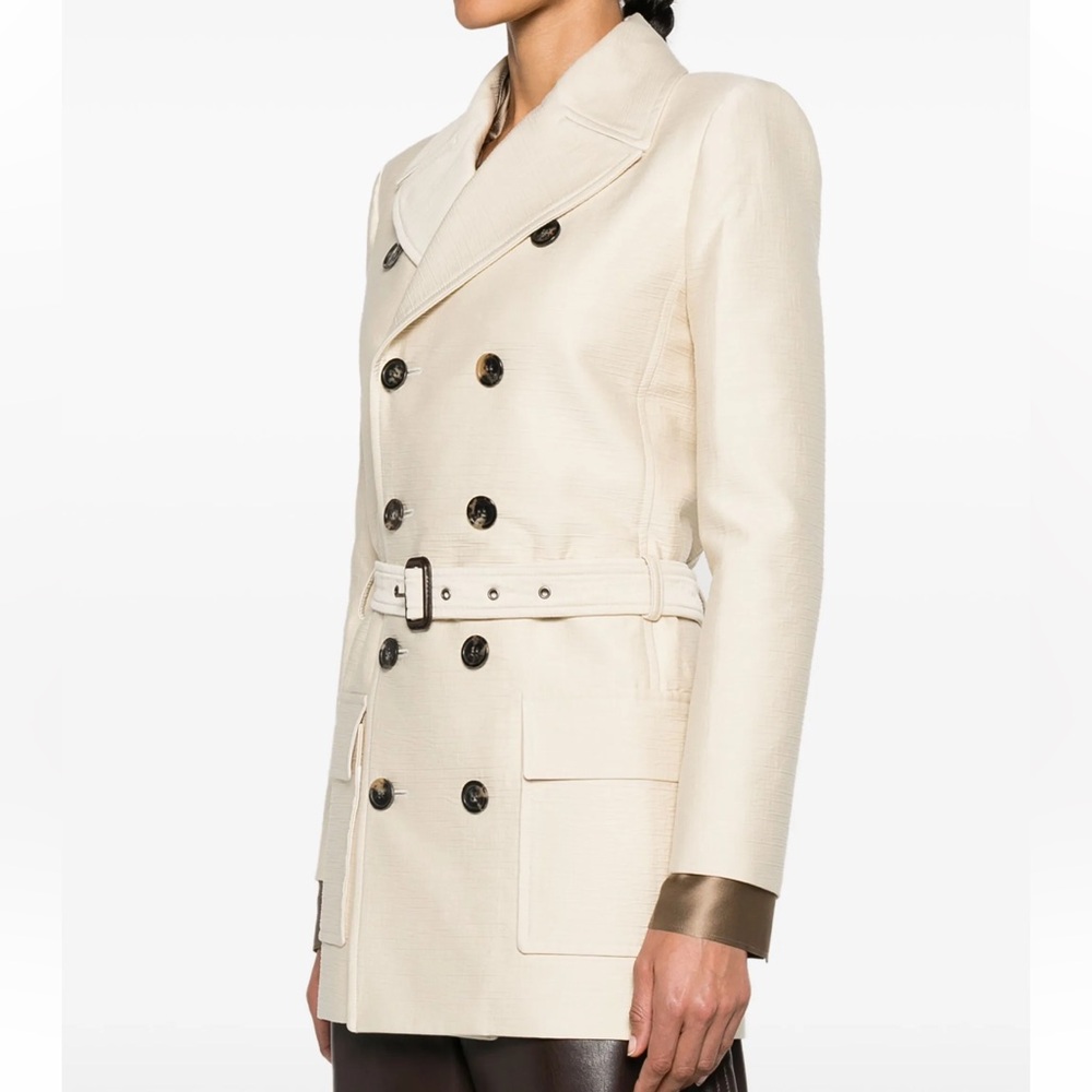 Saint Laurent Belted Double-Breasted Blazer Saharienne - Picture 2 of 4